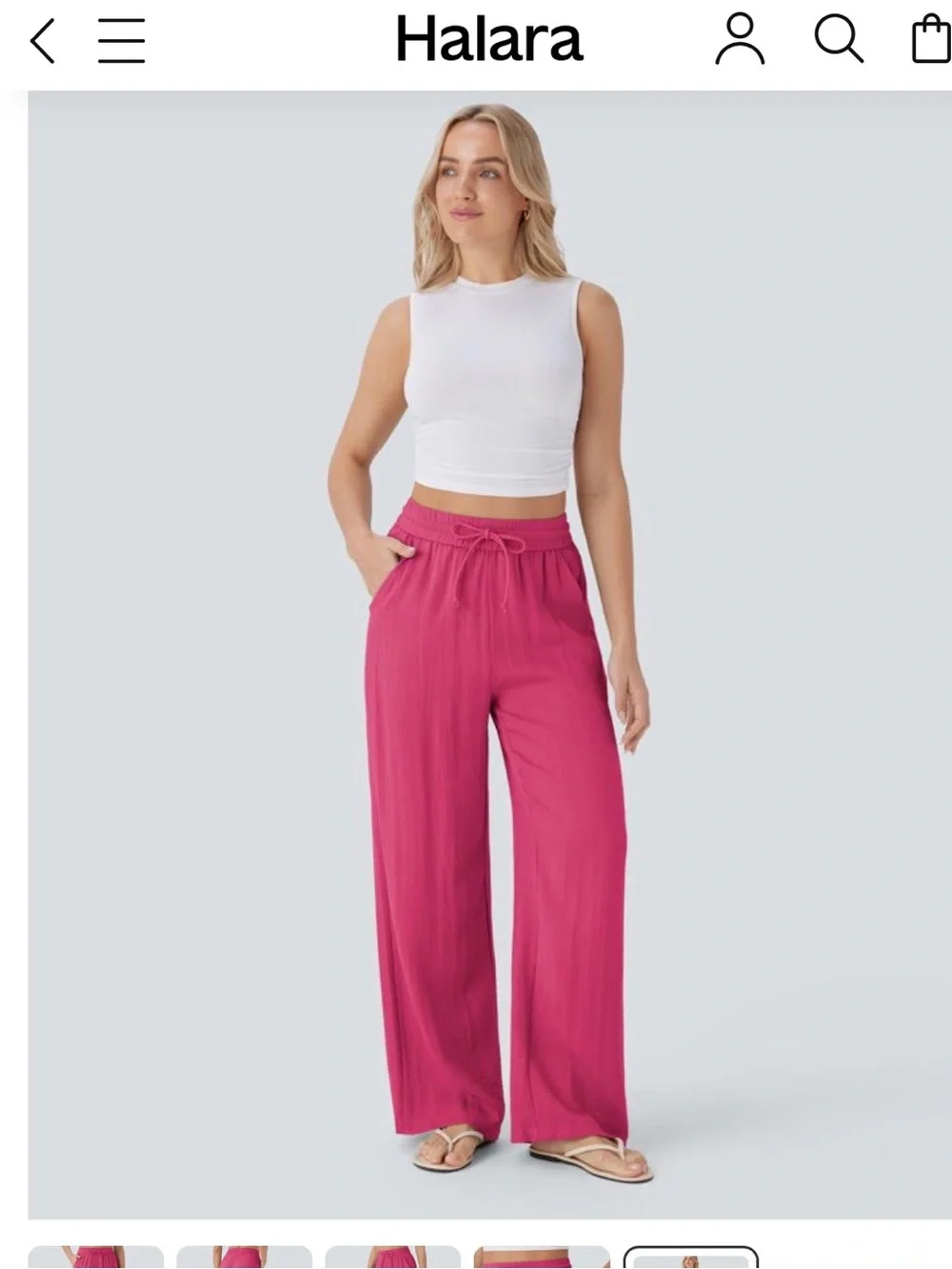 🎉NEW 🎉 HALARA Pink Wide-Leg Drawstring Pants